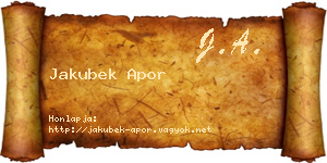 Jakubek Apor névjegykártya